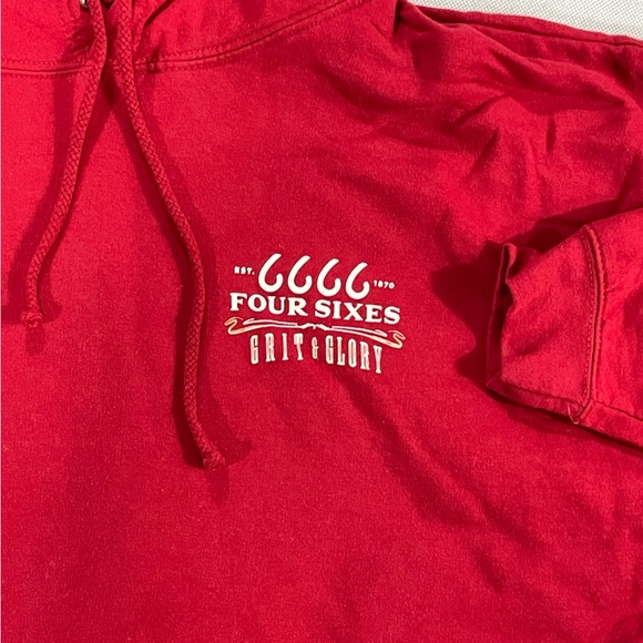 6666 Four Sixes Grit & Glory XXL Barn Red Hoodie Like New - Picture 4 of 4